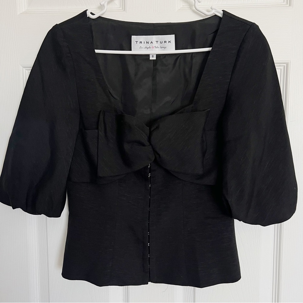 Trina Turk | Puff Sleeve Blazer Linen Silk